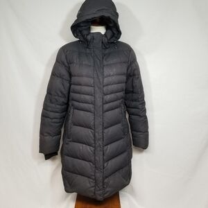 LOLE Womens Black Puffer Jacket Down Fill Coat Hooded Full Zip X-Large Winter